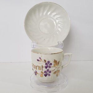 Vintage German “A Present” Embossed Cup & Saucer